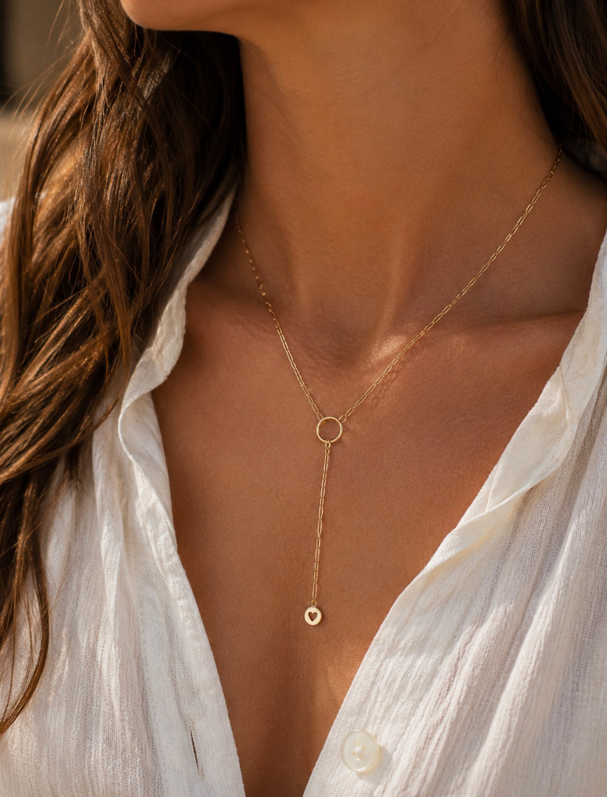 Sautoir Marie – Collier long doré en acier inoxydable