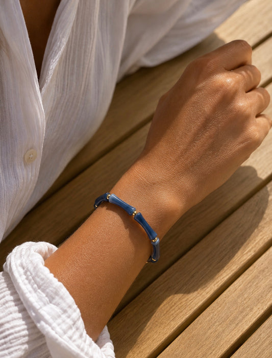 Bracelet Lola – Lot de 3 bracelets bleu marbré pour femme