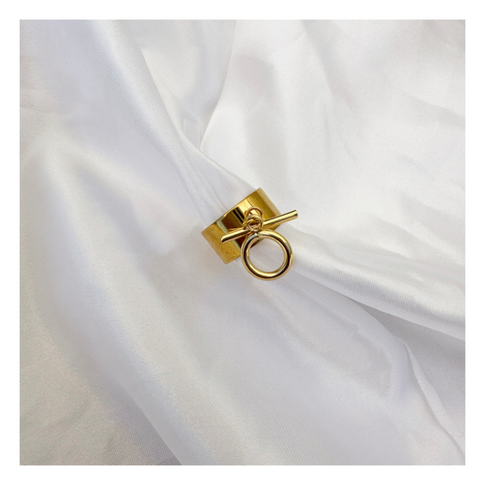 Bague Ambre – Bague dorée à breloque cercle en acier inoxydable
