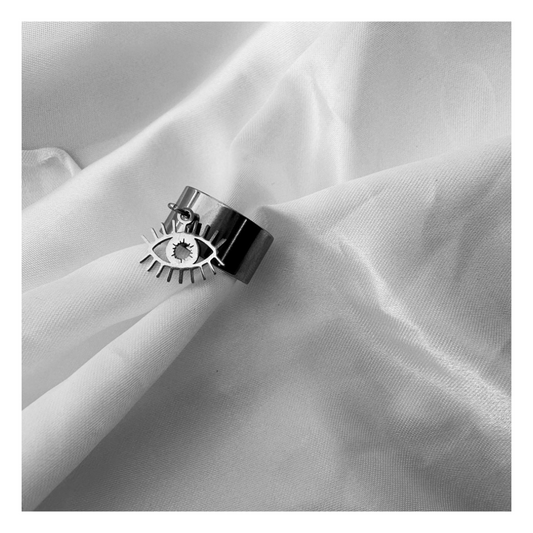 Bague Eyes – Bague argentée avec pendentif œil en acier inoxydable