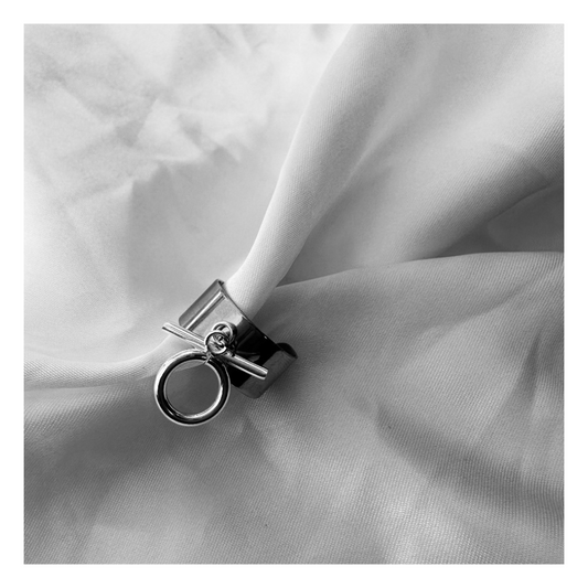 Bague Ambre – Bague argentée à breloque cercle en acier inoxydable